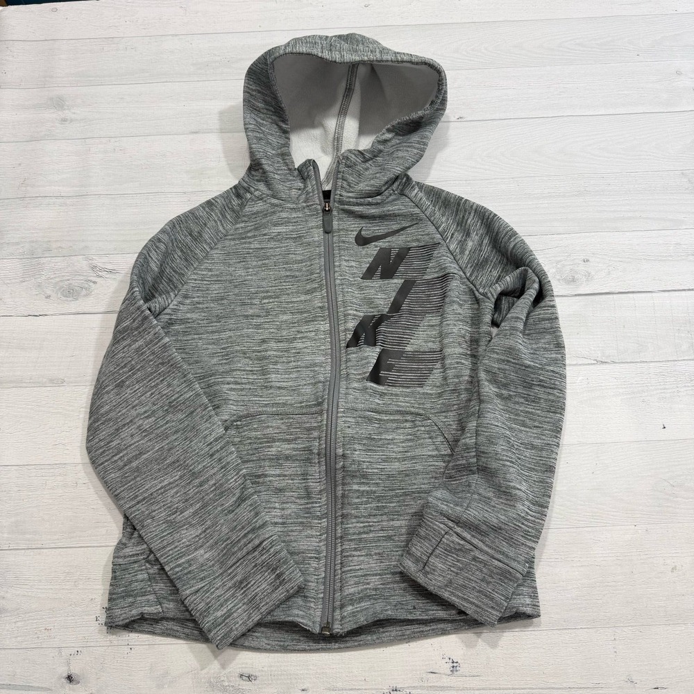 Nike boys grey zip up hooded sweatshirt youth medium